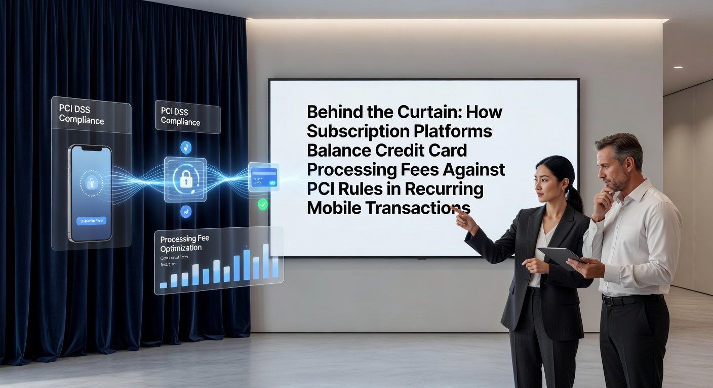 Illustration of subscription platforms managing credit card fees and PCI compliance in mobile transactions
