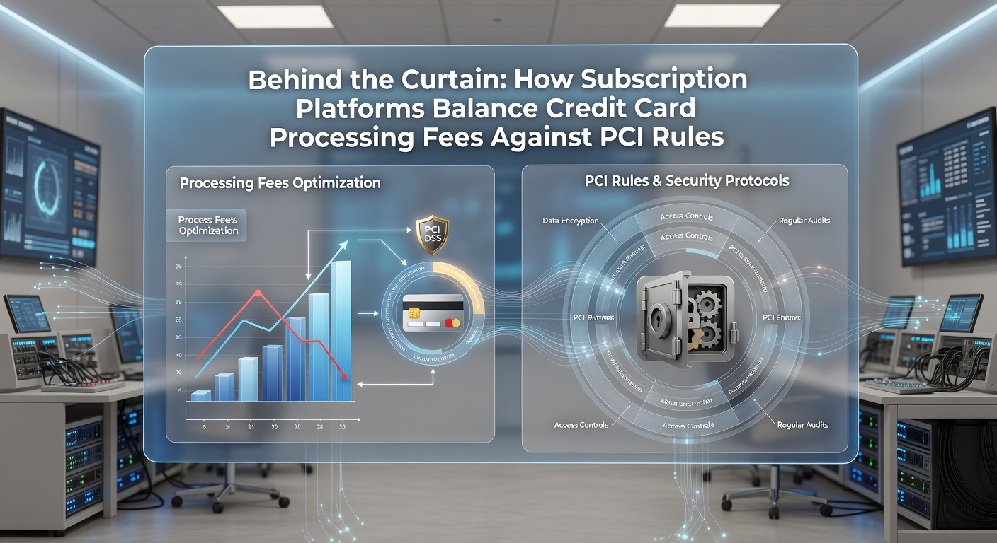 Diagram showing balance between processing fees and PCI rules in mobile subscriptions