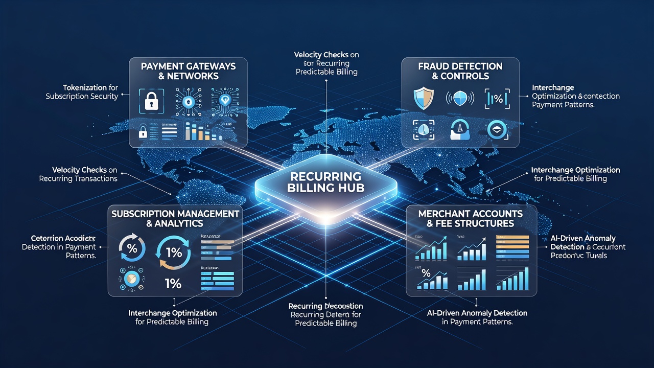 Detailed view of fee structures and fraud monitoring layers within merchant account processing