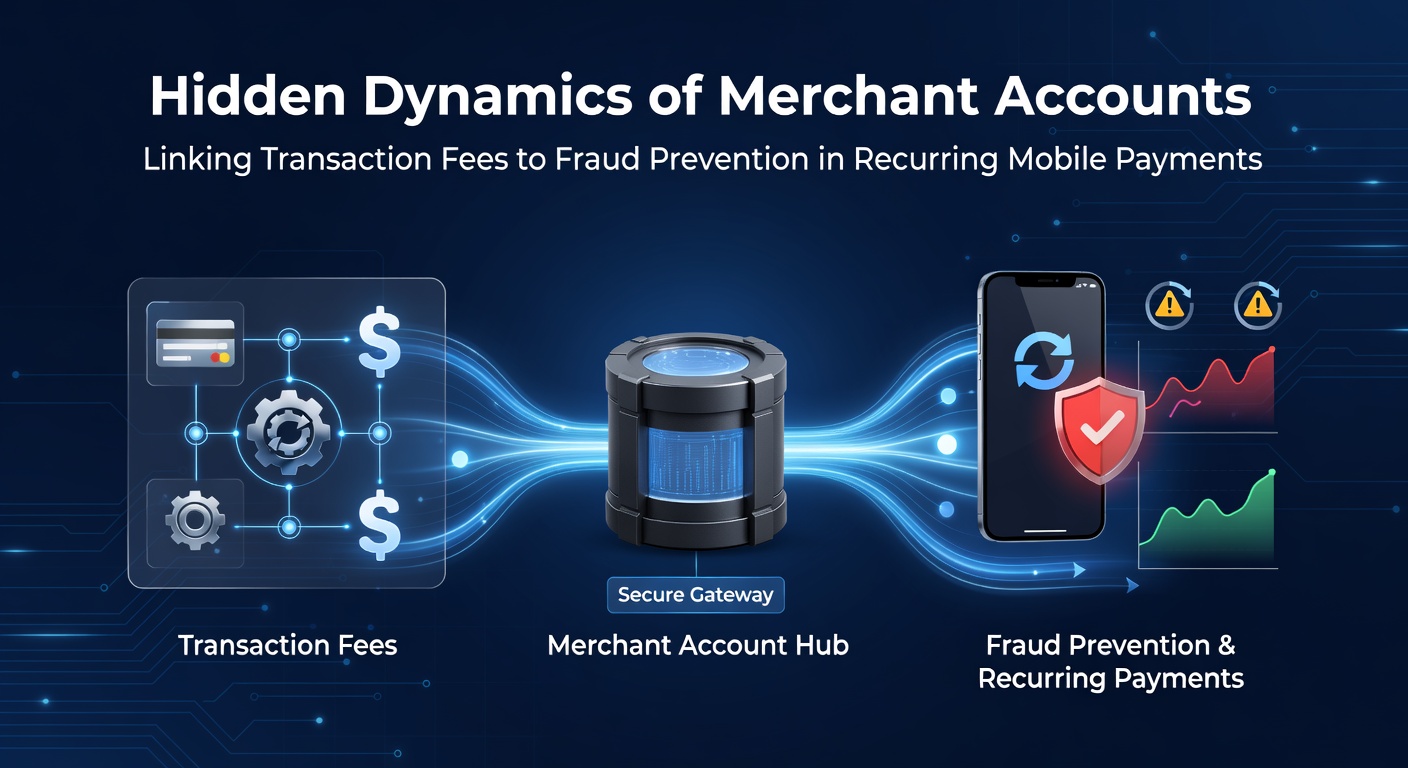 Illustration of merchant account dynamics showing transaction fee structures and fraud prevention layers in mobile recurring billing systems